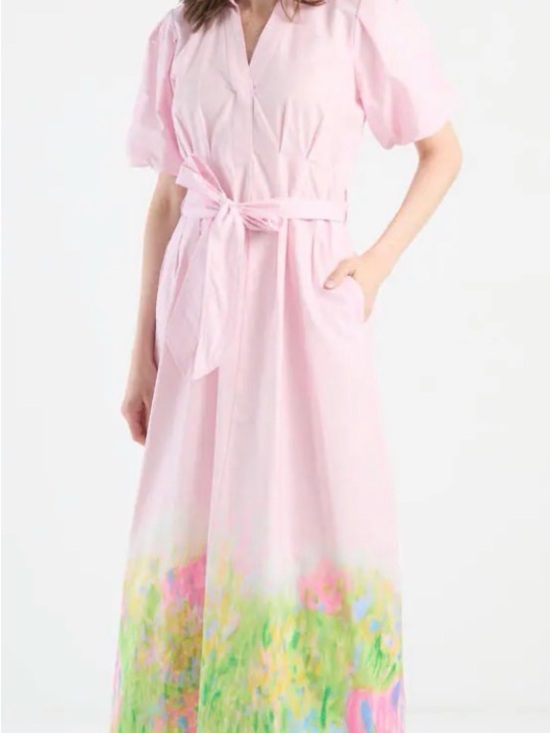 Karl Lagerfeld Dresses & Skirts - Karl Lagerfeld Pink Maxi Dress with Floral Border